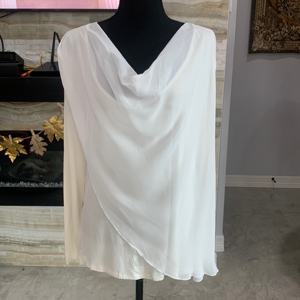 Daisy Fuentes NWT Ivory Long Sleeve Sheer Blouse. Size 1X